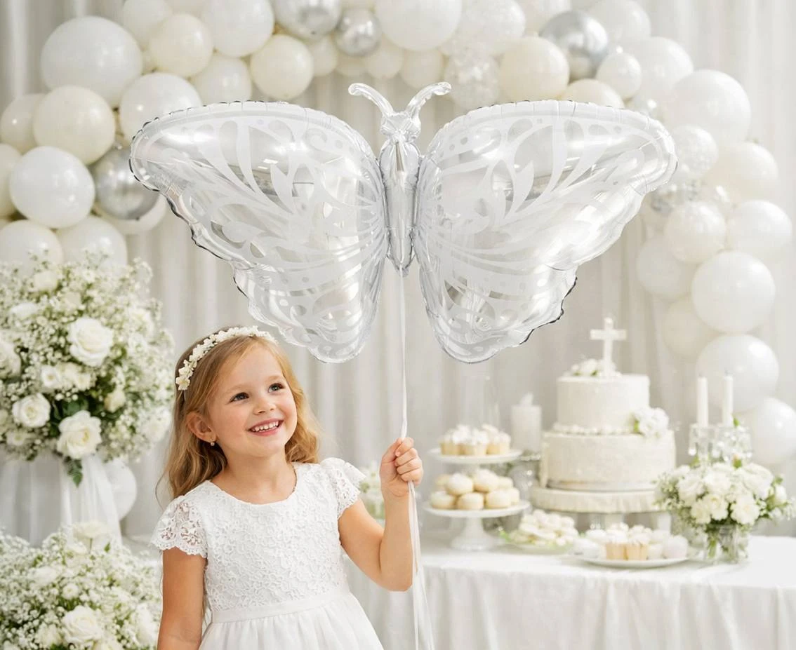 Foil_GD balloon Silver butterfly, 87x44cm