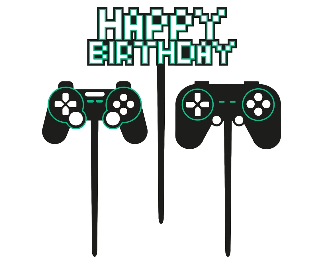 Game On” Happy Birthday Cake Topper