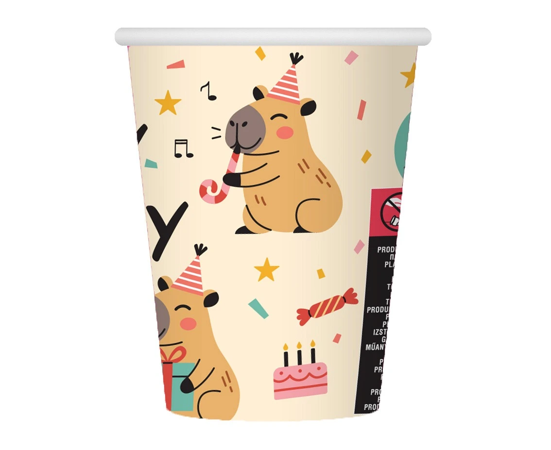 Capybara paper cups, 6 pcs.