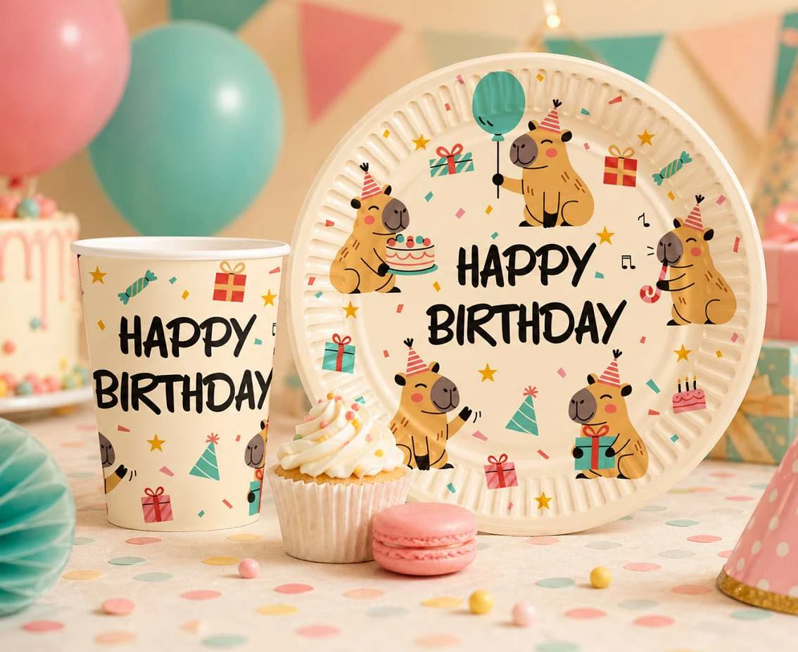 Capybara paper cups, 6 pcs.