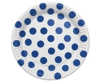 Paper plates, navy polka dots, 18 cm, 6 pcs.