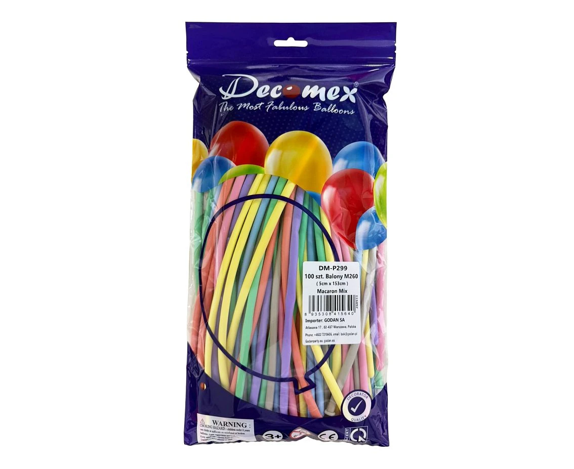 Decomex Balloons, M260  macaron, 100 pcs.
