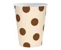 Paper cups beige, brown polka dots, 250ml / 6 pcs.