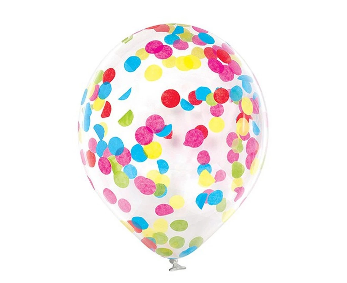 Belbal Balloons 12", D11, rainbow confetti, 4pcs.