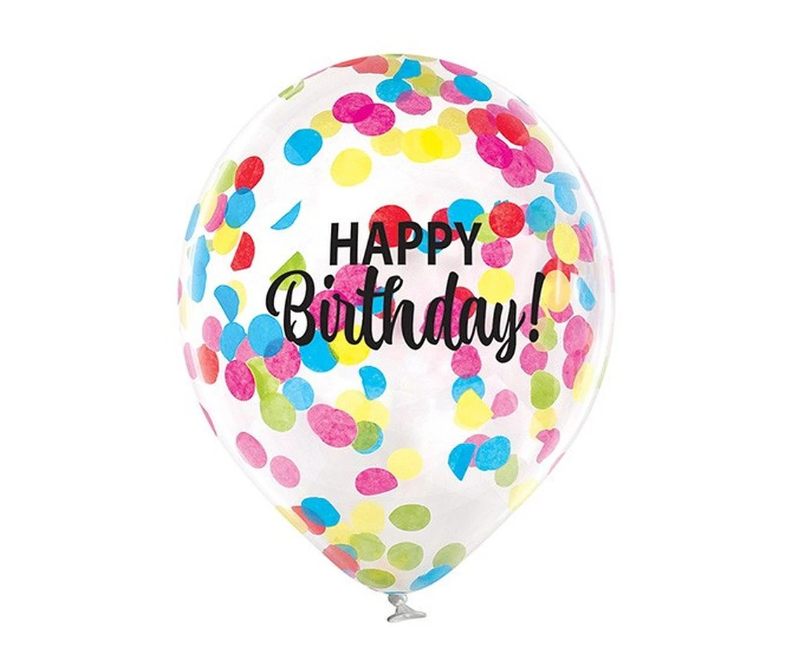 Belbal Balloons 12", D11, "Happy Birthday" confetti, 4pcs.