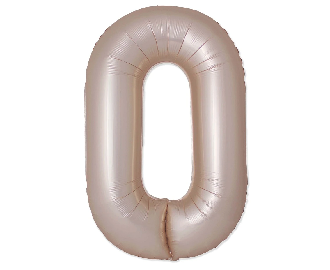 Foil balloon 30" FX - Number 0 Matte Starlight Gold, unpacked