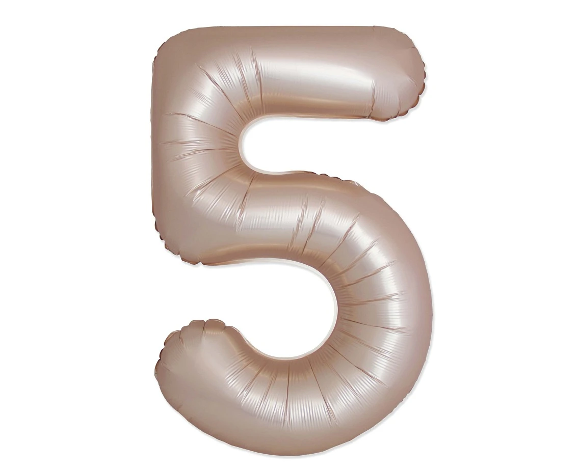 Foil balloon 30" FX - Number 5 Matte Starlight Gold, unpacked