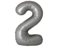 Foil balloon 30" FX - Number 2 Matte Moonlight Silver, unpacked