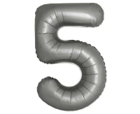 Foil balloon 30" FX - Number 5 Matte Moonlight Silver, unpacked