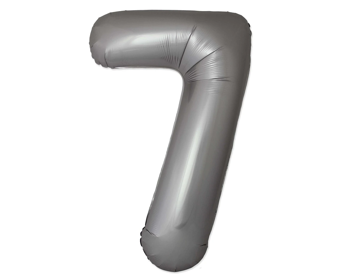 Foil balloon 30" FX - Number 7 Matte Moonlight Silver, unpacked