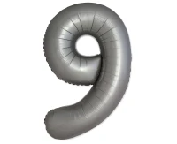 Foil balloon 30" FX - Number 9 Matte Moonlight Silver, unpacked
