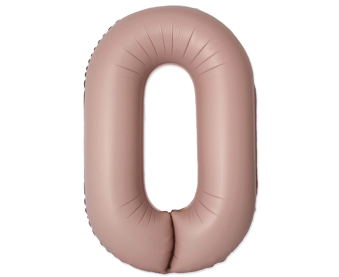 Foil balloon 30" FX - Number 0 Matte Vintage Rose Pink, unpacked