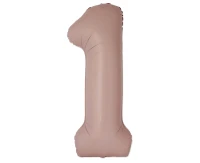 Foil balloon 30" FX - Number 1 Matte Vintage Rose Pink, unpacked