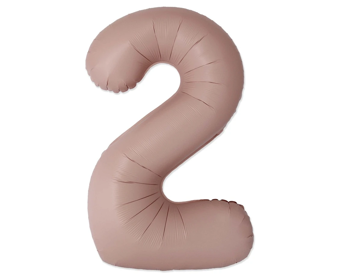 Foil balloon 30" FX - Number 2 Matte Vintage Rose Pink, unpacked