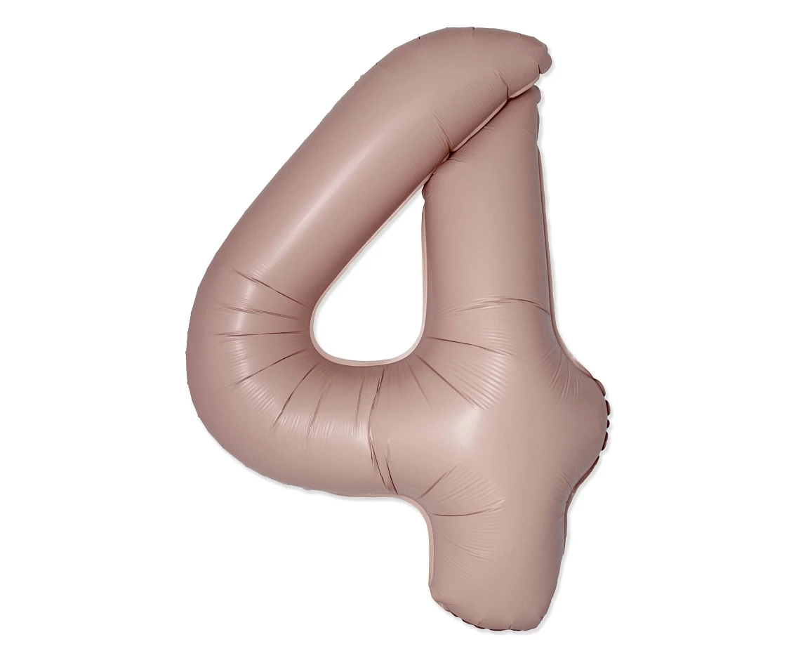 Foil balloon 30" FX - Number 4 Matte Vintage Rose Pink, unpacked