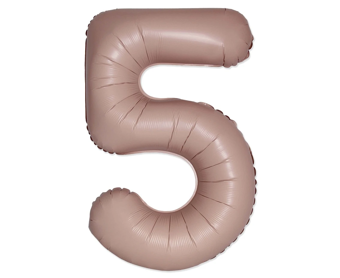 Foil balloon 30" FX - Number 5 Matte Vintage Rose Pink, unpacked