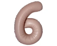 Foil balloon 30" FX - Number 6 Matte Vintage Rose Pink, unpacked