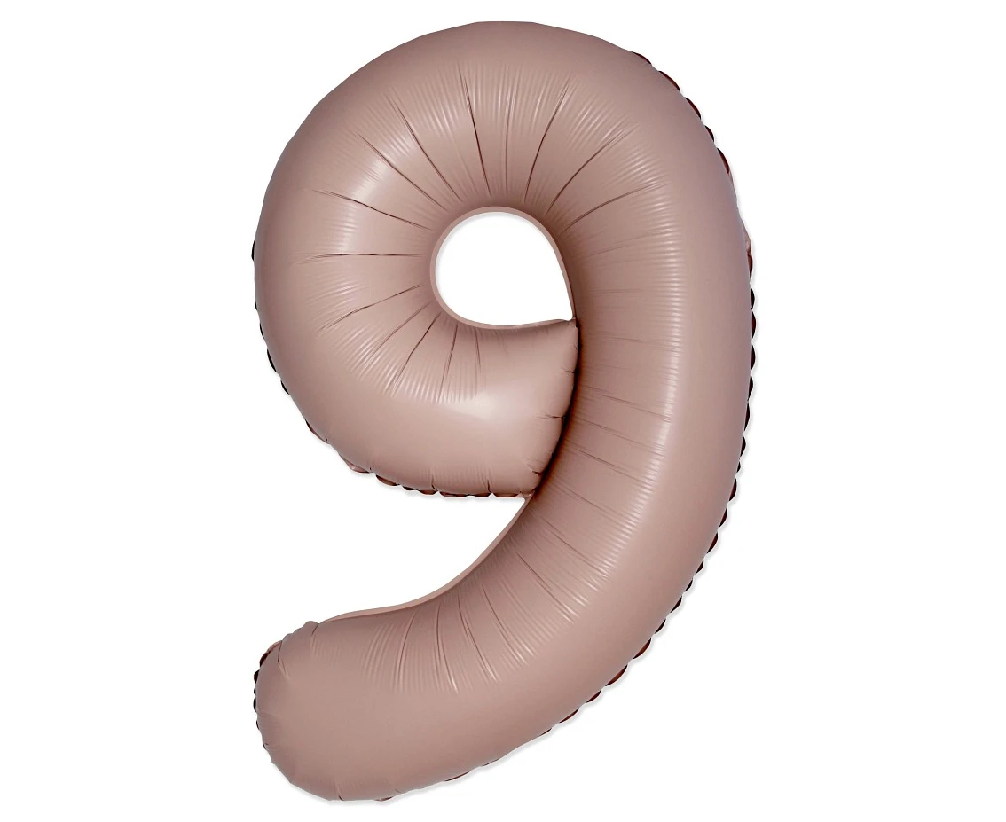 Foil balloon 30" FX - Number 9 Matte Vintage Rose Pink, unpacked