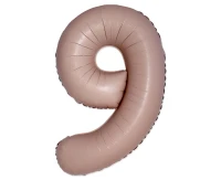 Foil balloon 30" FX - Number 9 Matte Vintage Rose Pink, unpacked