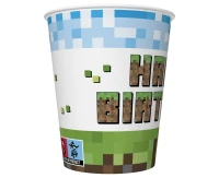 Pixel Block Happy Birthday paper cups, 250 ml, 8 pcs.