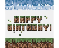 Pixel Block Happy Birthday paper napkins, 33x33 cm, 20 pcs.