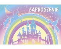 Rainbow Castle and Unicorns Invitation, 10 pcs.