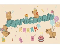 Capybara Birthday Invitation, 10 pcs.