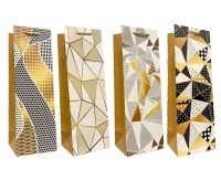JUPITER Bottle Gift Bag Gold and Black Patterns 12x35x9 cm  mix, 1 szt.