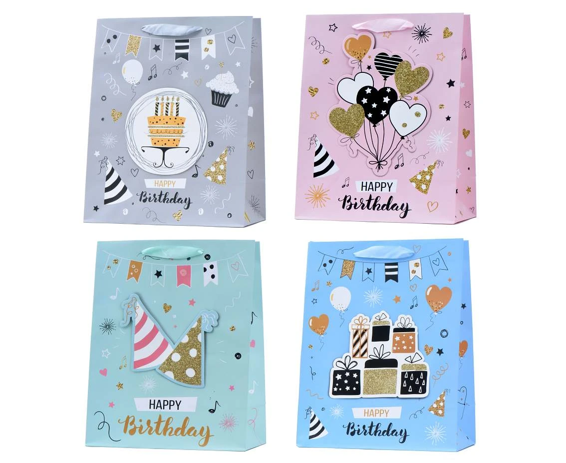 CANPOL Gift Bag "Happy Birthday" matte with glitter 26x32x23 cm, 1 pc.