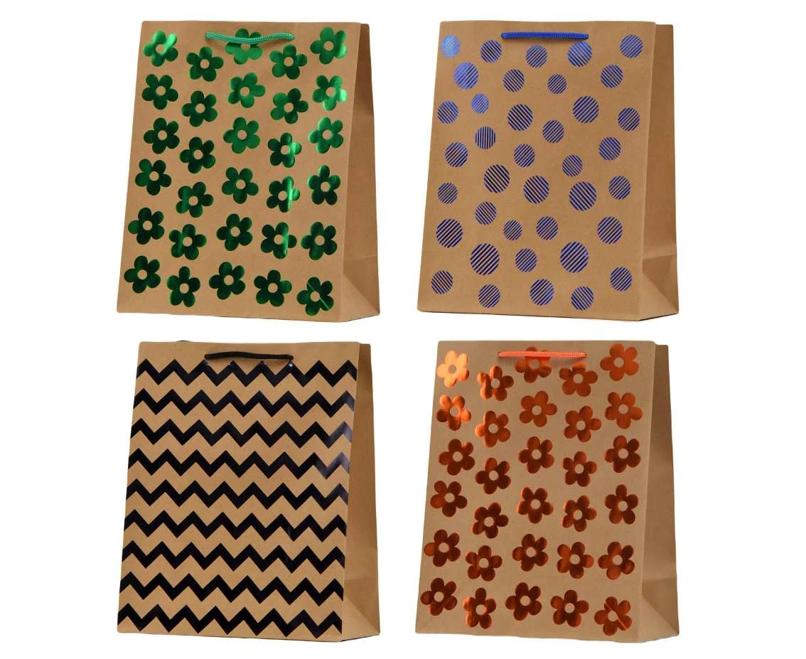 CANPOL Gift Bag Kraft Pattern with gilding 26x32x13 cm, 1 pc.