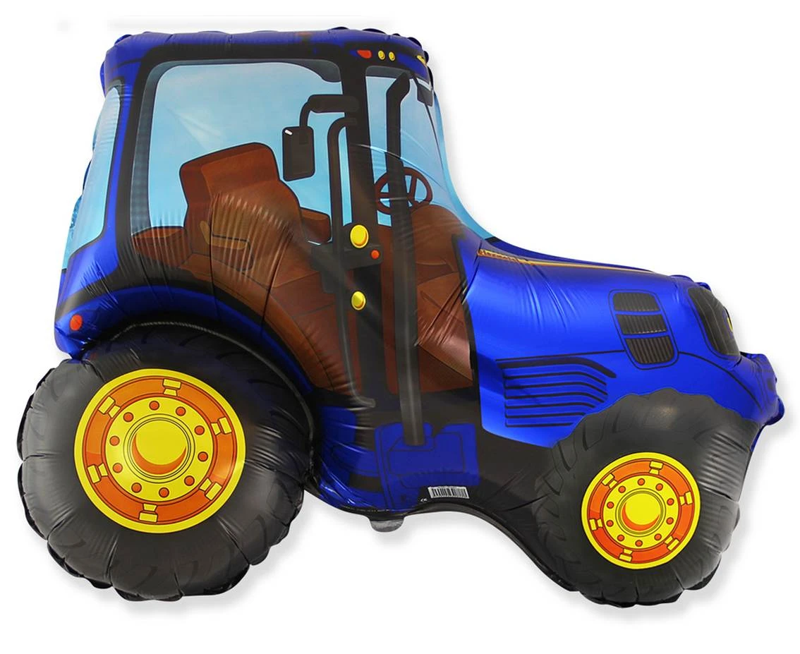 Foil balloon 24" FX - Tractor (blue),  unpacked (flat)