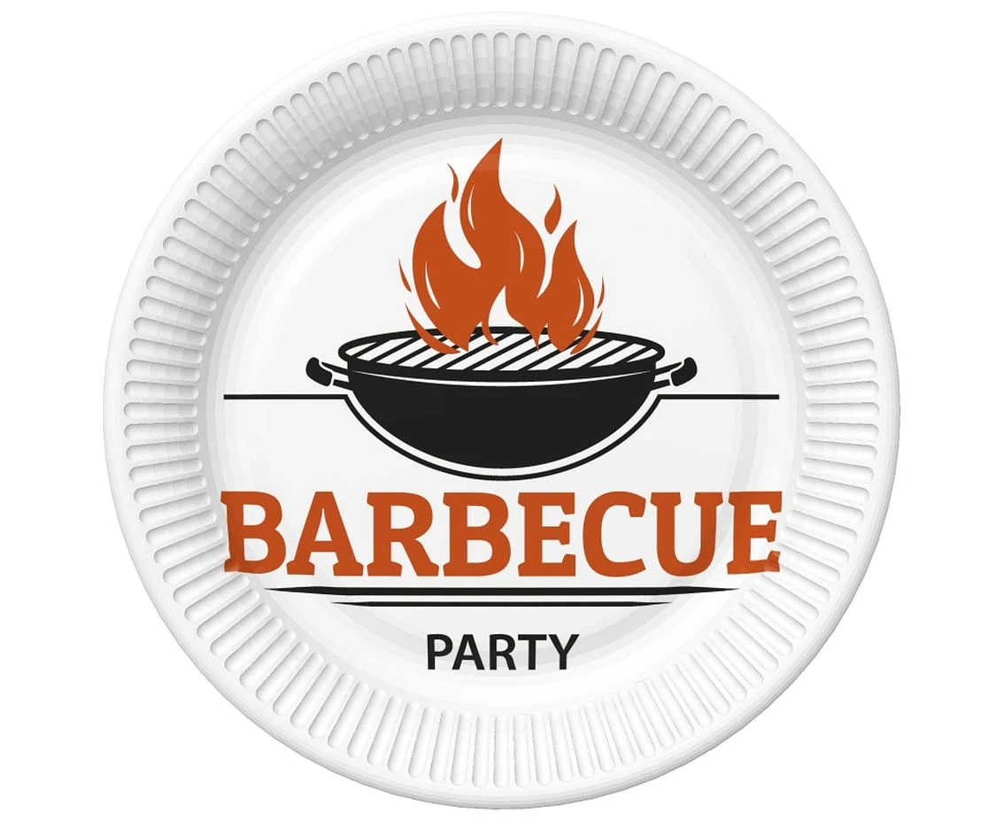 Barbecue Party paper plates, 23 cm, 8 pcs.