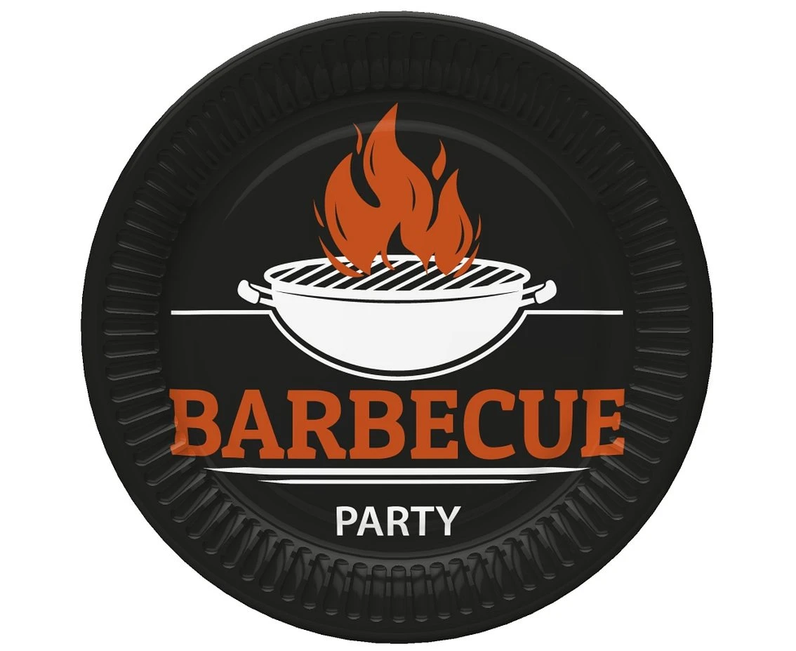 Barbecue Party paper plates, 18 cm, 8 pcs.