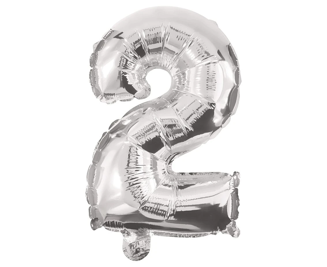 Foil balloon Number 2, silver, 85 cm