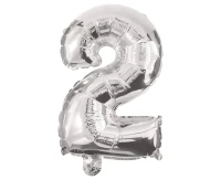 Foil balloon Number 2, silver, 85 cm