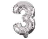 Foil balloon Number 3, silver, 85 cm