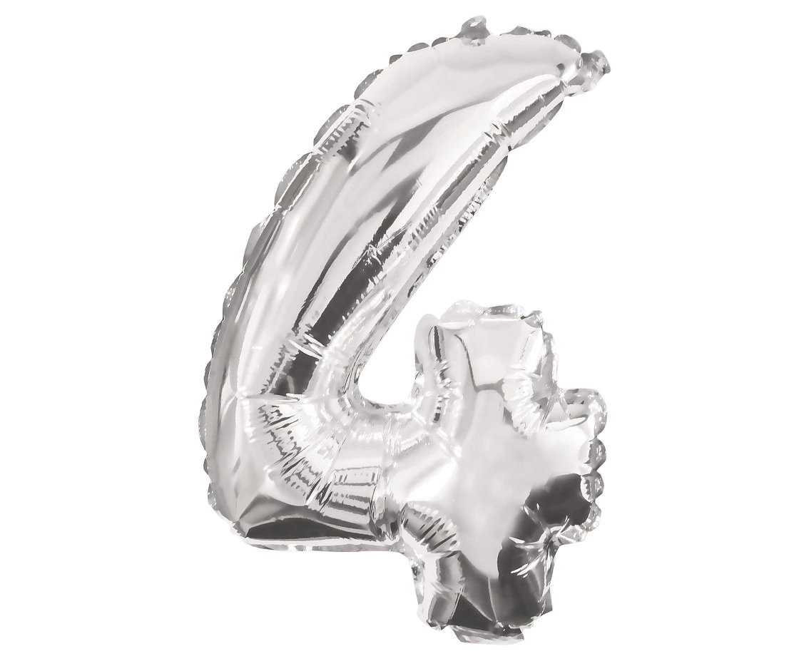 Foil balloon Number 4, silver, 85 cm