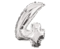 Foil balloon Number 4, silver, 85 cm