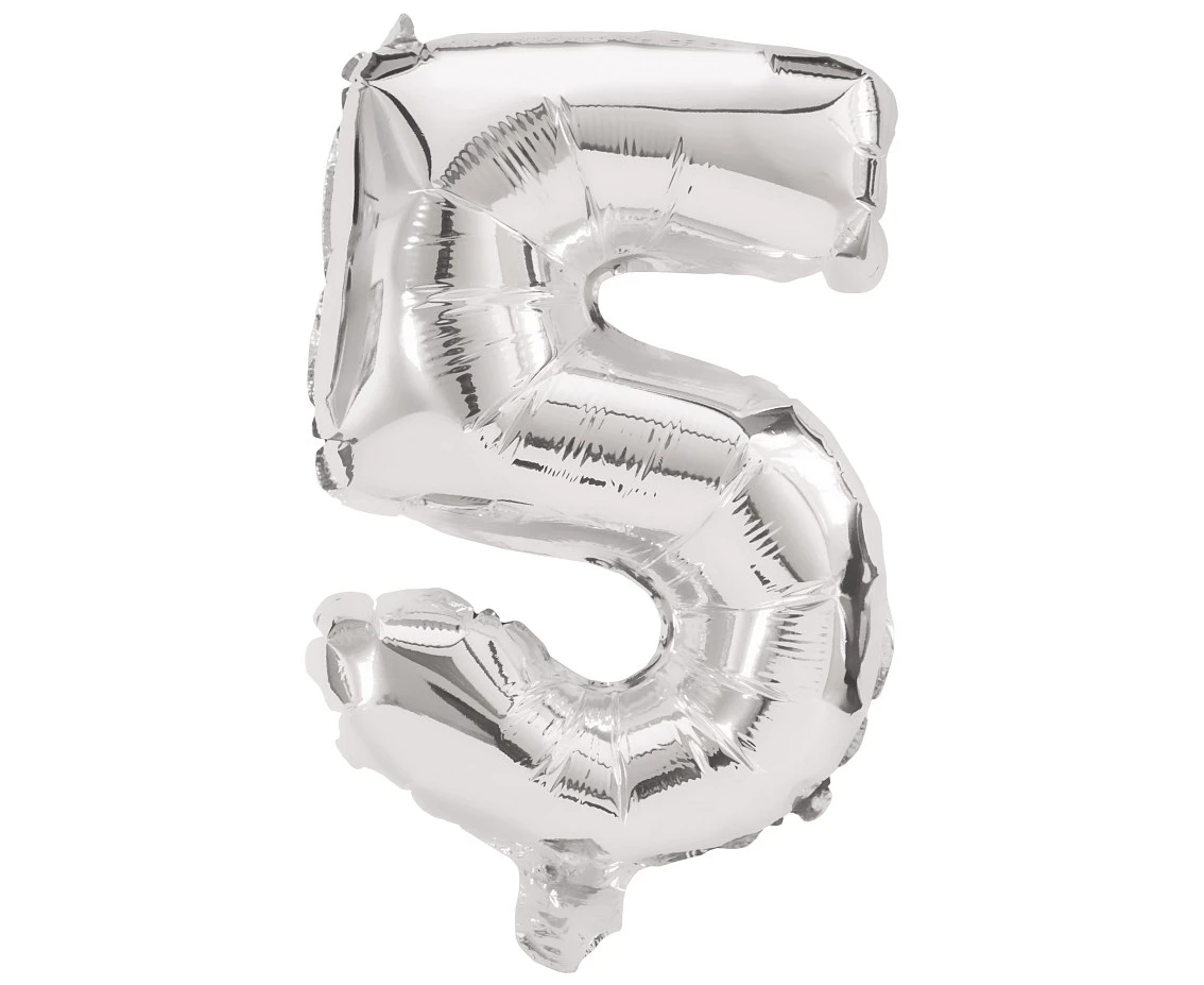 Foil balloon Number 5, silver, 85 cm