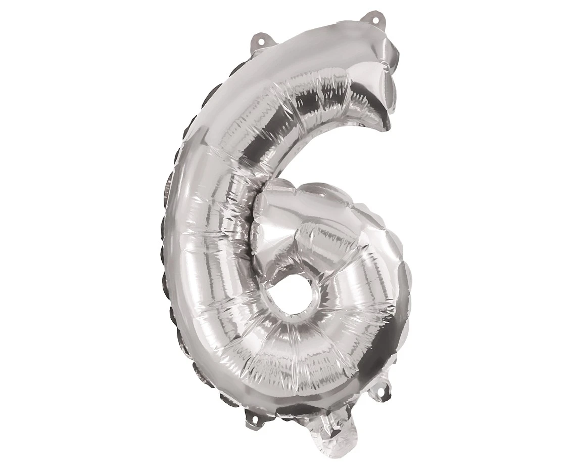Foil balloon Number 6, silver, 85 cm