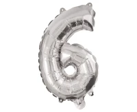 Foil balloon Number 6, silver, 85 cm