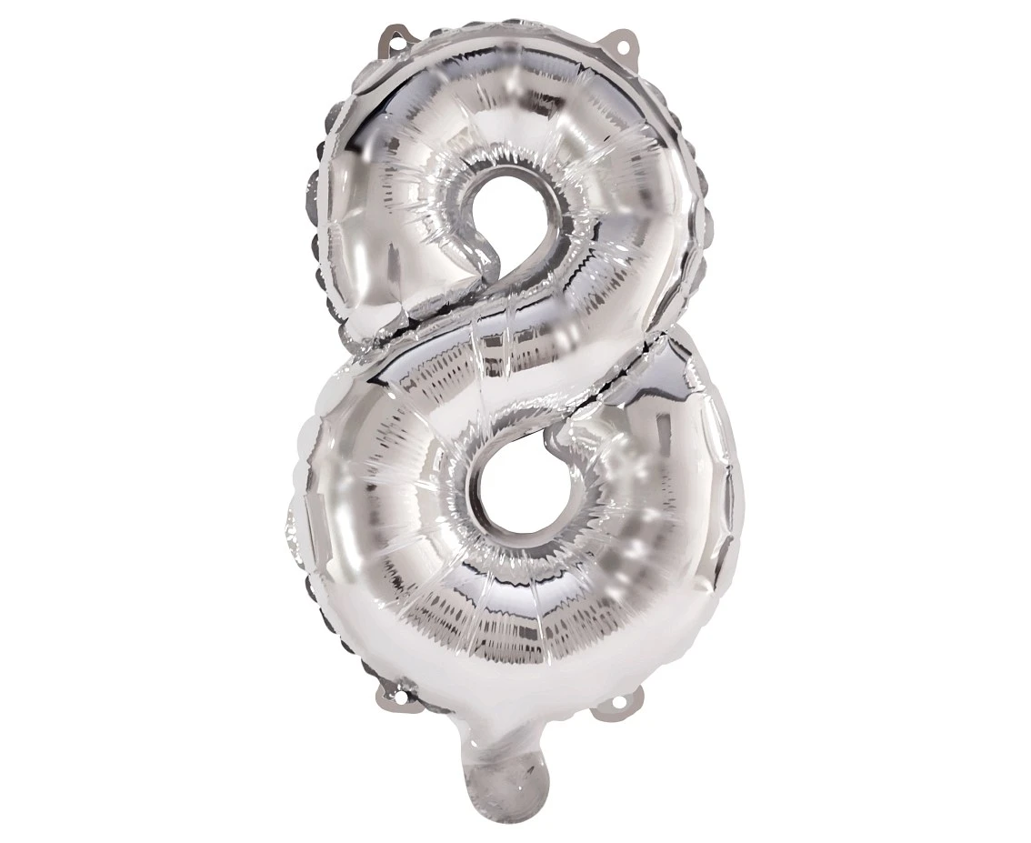 Foil balloon Number 8, silver, 85 cm