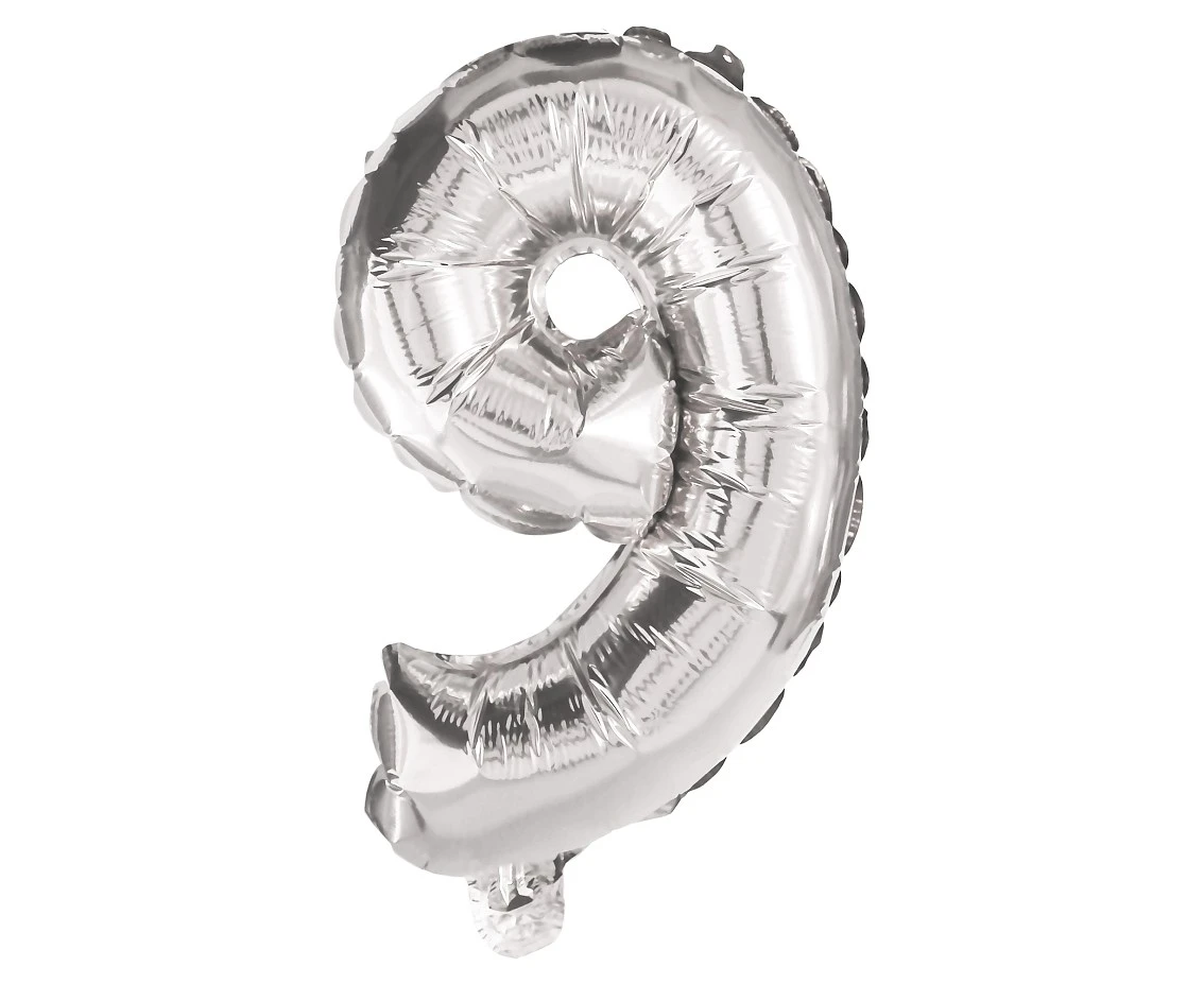 Foil balloon Number 9, silver, 85 cm