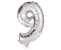 Foil balloon Number 9, silver, 85 cm