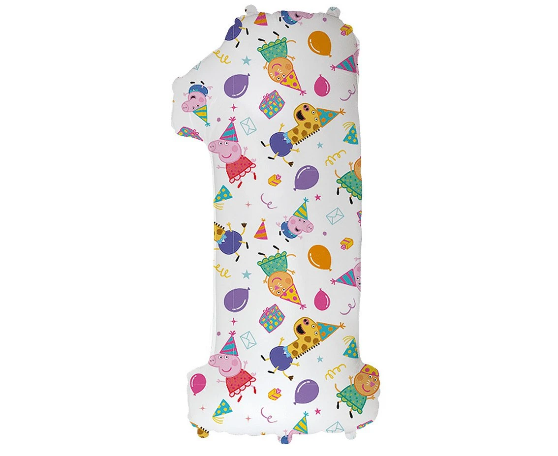 Foil balloon FX - Number 1 Peppa Pig, 102 cm, unpacked