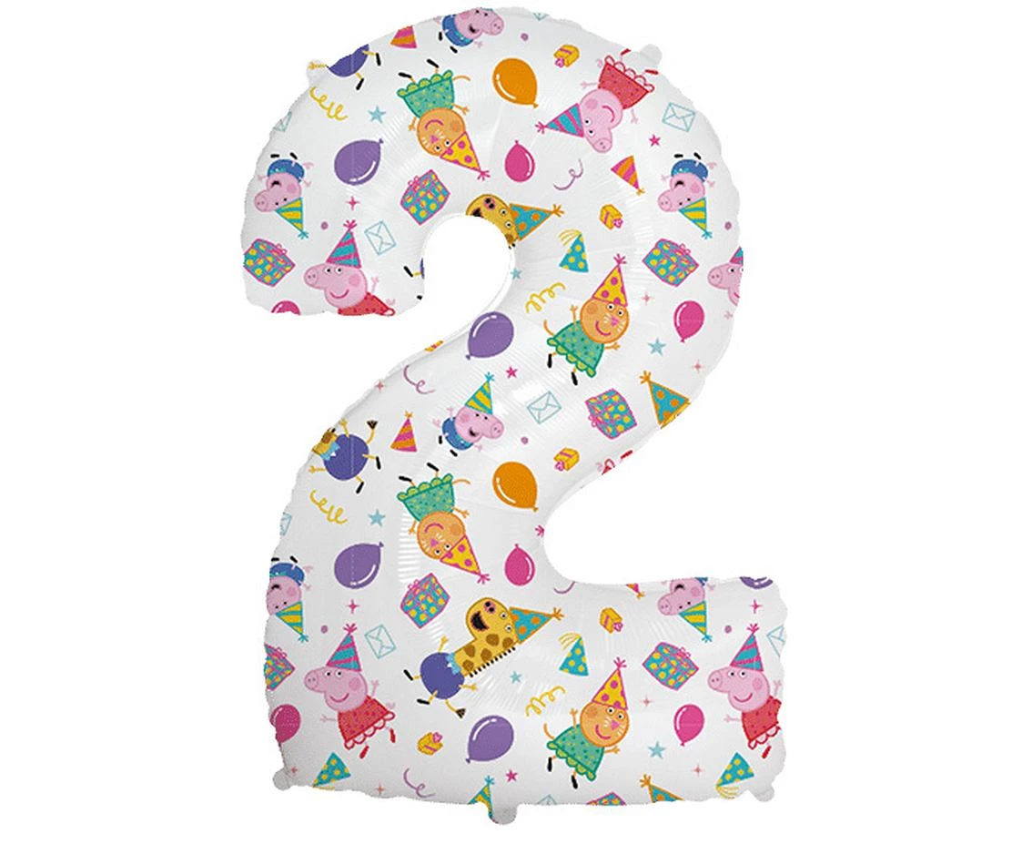 Foil balloon FX - Number 2 Peppa Pig, 102 cm, unpacked
